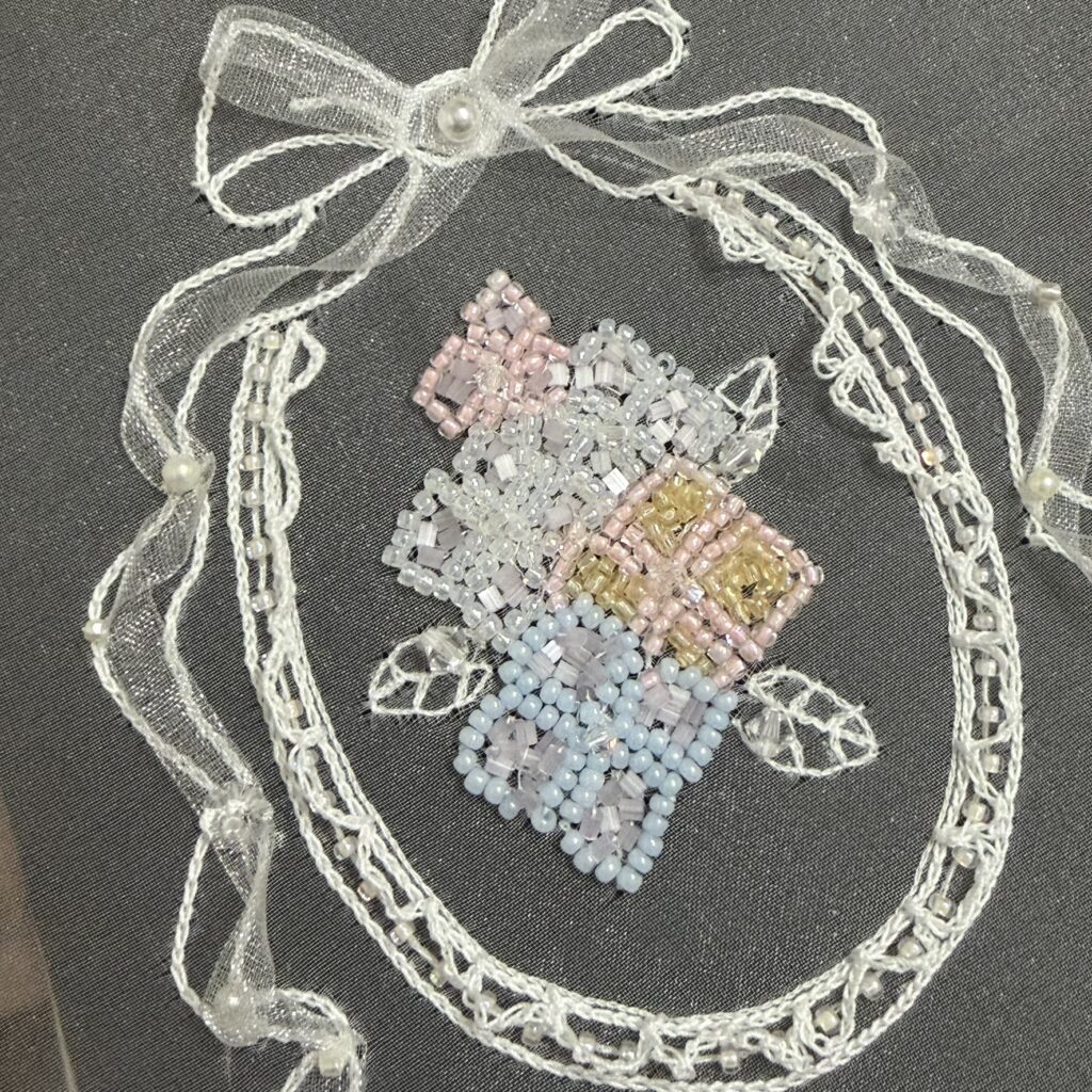 あじさいの刺繍 オートクチュール刺繍