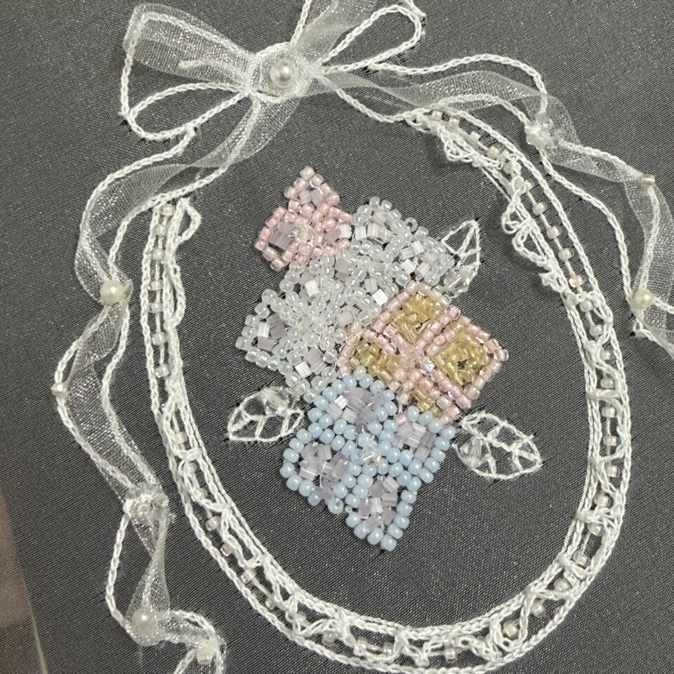 あじさいの刺繍　オートクチュール刺繍